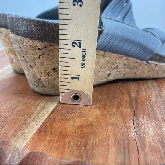 Cordani Strappy Leather Sandals with Cork Wedge Heel toe loop 38 7.5-8 blue - Picture 8 of 8